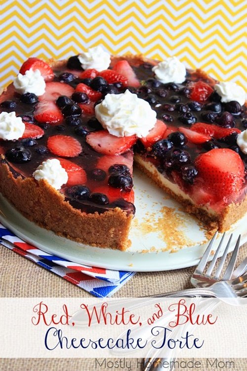 Red, White, and Blue Cheesecake Torte