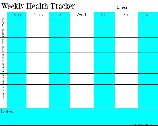 Weekly Health Tracker Chart